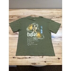 2Pac Official Store Sunflowers Green Short Sleeve T-Shirt Size Medium